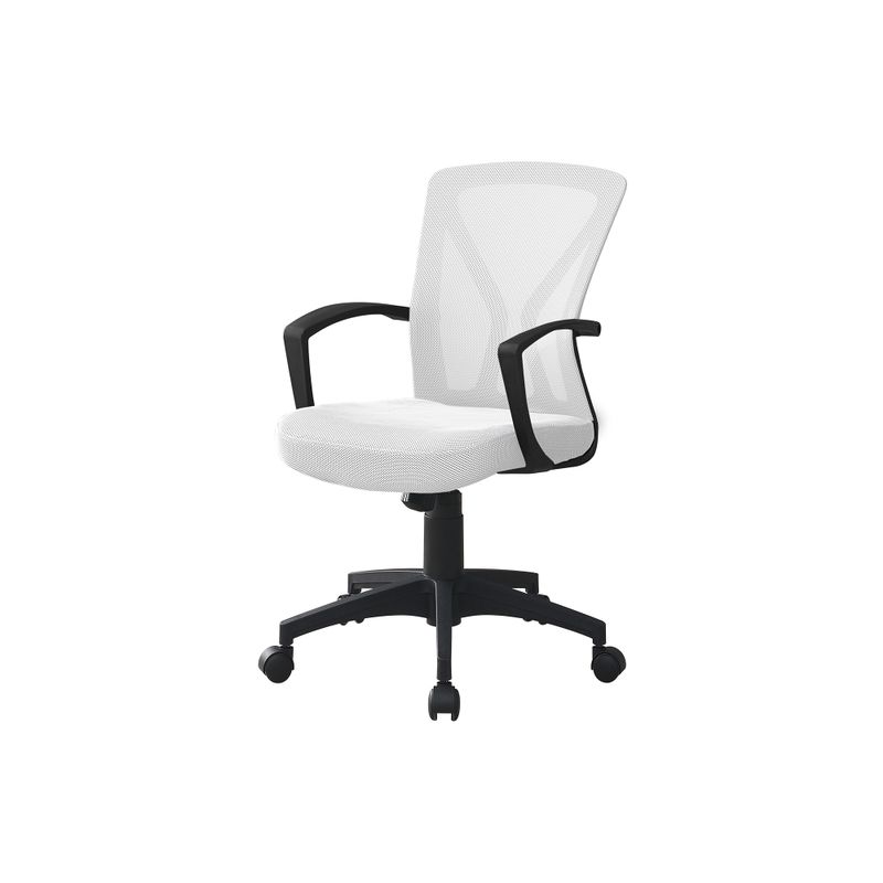 Office Chair/ Adjustable Height/ Swivel/ Ergonomic/ Armrests/ Computer Desk/ Work/ Metal/ Fabric/ White/ Black/ Contemporary/ Modern