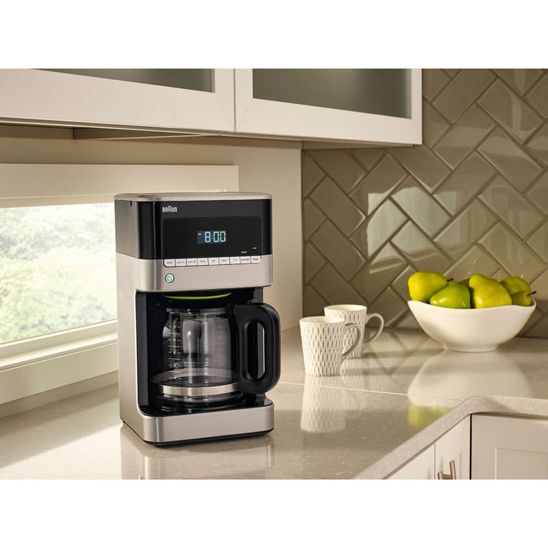 Braun - BrewSense 12-Cup Drip Coffee Maker with Brew Strength Selector and Glass Carafe in Stainless Steel/Black