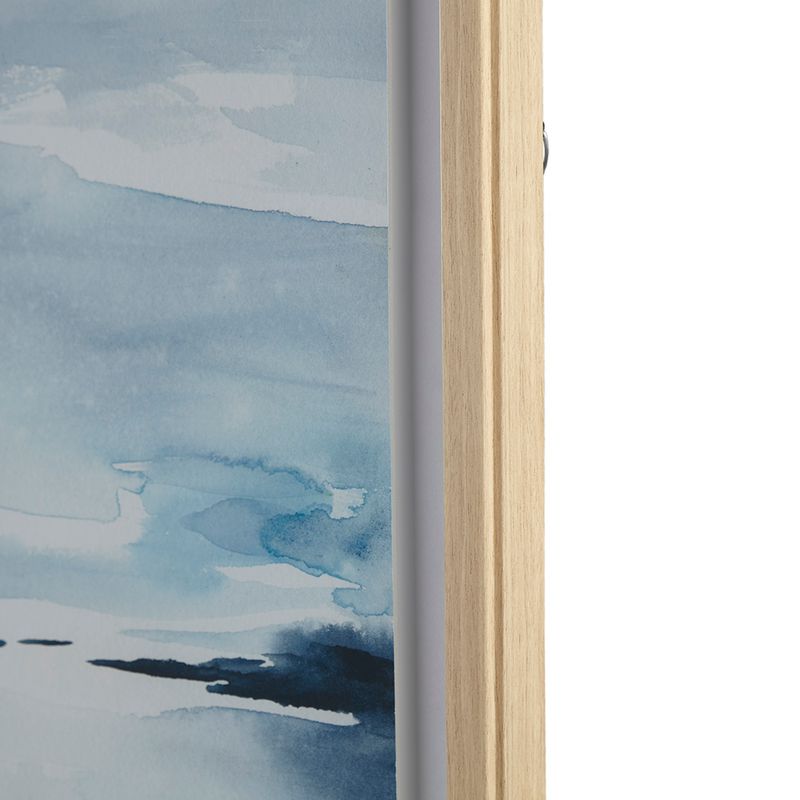 Blue Sparkling Sea Framed Glass and Single Matted Abstract Landscape Coastal Wall Art See below