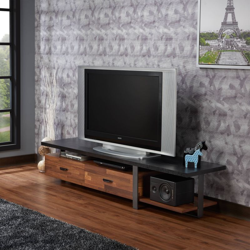 ACME Elling TV Stand, Walnut & Black