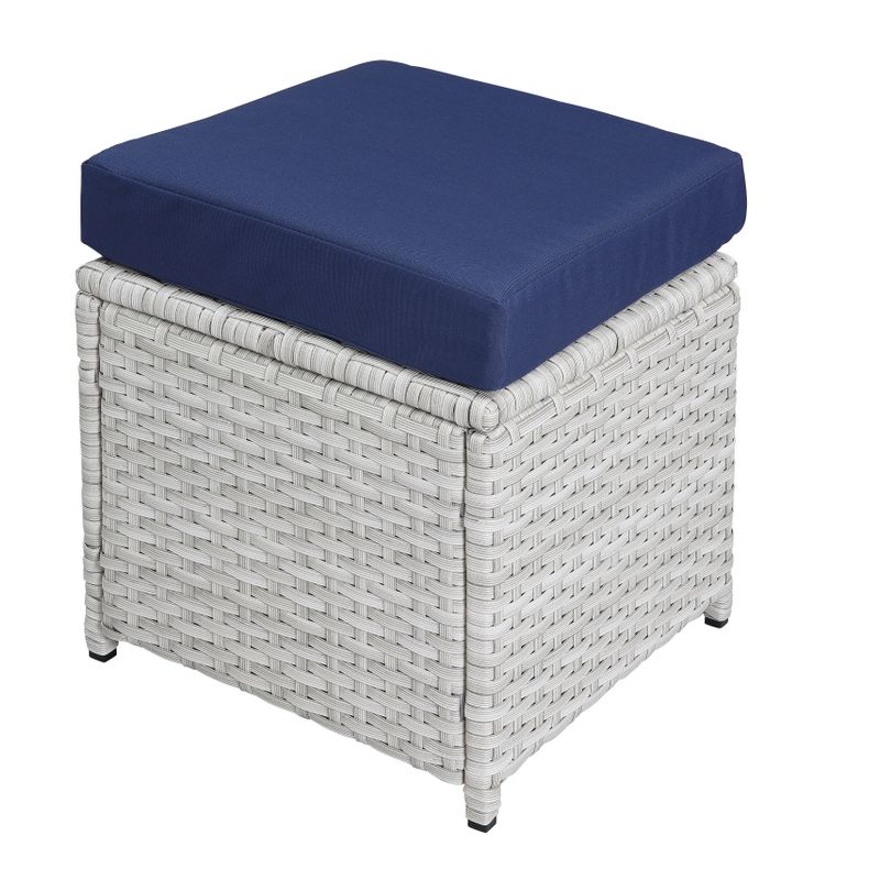 ACME Paitalyi 9Pc Bistro Set, Blue Fabric & Wicker
