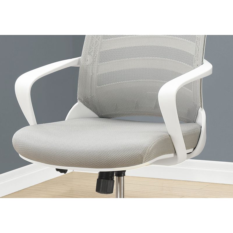 Office Chair/ Adjustable Height/ Swivel/ Ergonomic/ Armrests/ Computer Desk/ Work/ Metal/ Mesh/ White/ Chrome/ Contemporary/ Modern