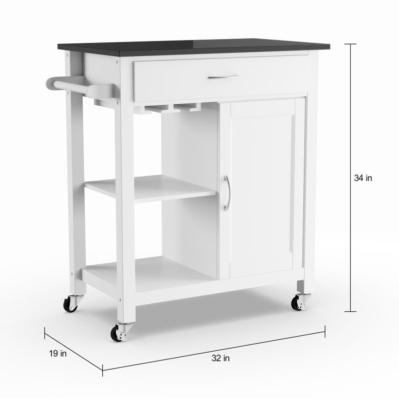 ACME Ottawa Kitchen Cart, Black & White