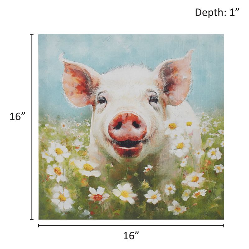 Pig/Green Multi Sunshine Animals Pig Canvas Wall Art See below