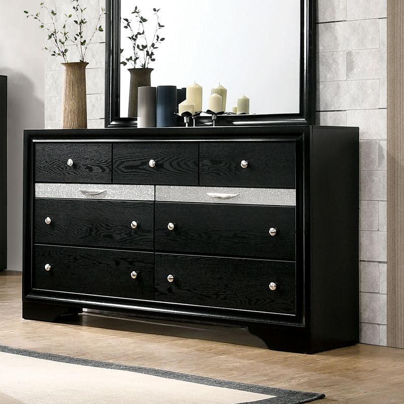 Contemporary Black 56-inch Wide 9-Drawer Solid Wood Dresser