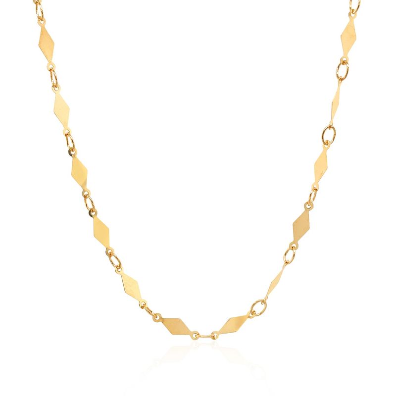 14K Yellow Gold Polished Diamond Motif Chain (3.0mm) (30 Inch)