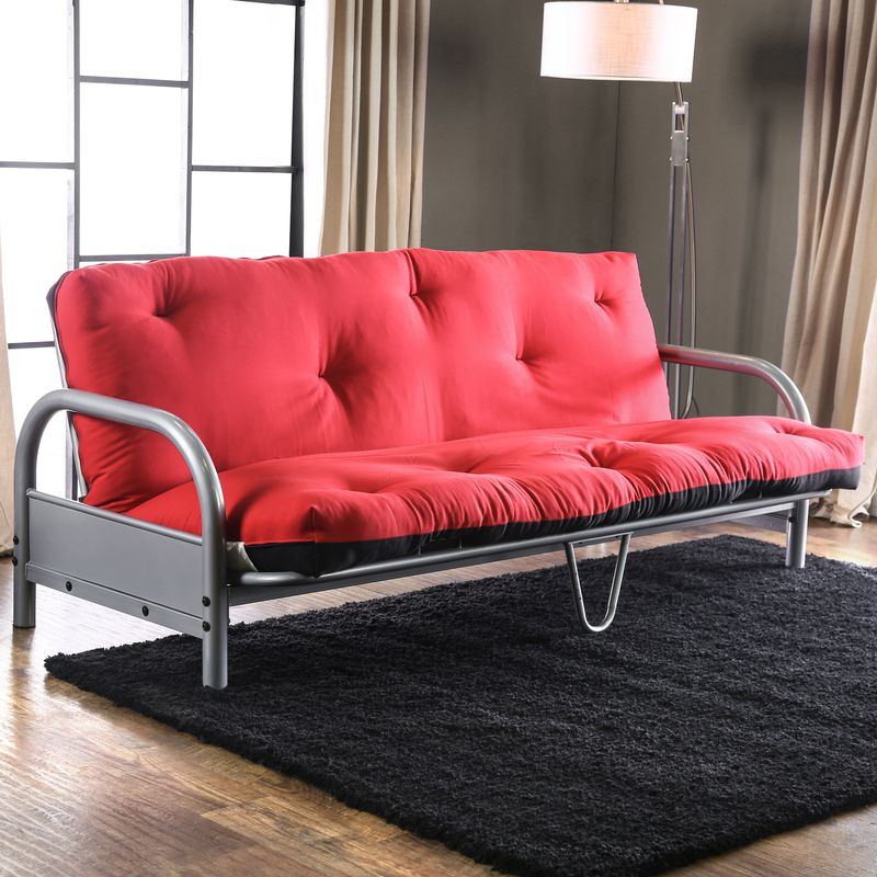 Contemporary Fabric 6-inch Futon Mattress in Black/Red