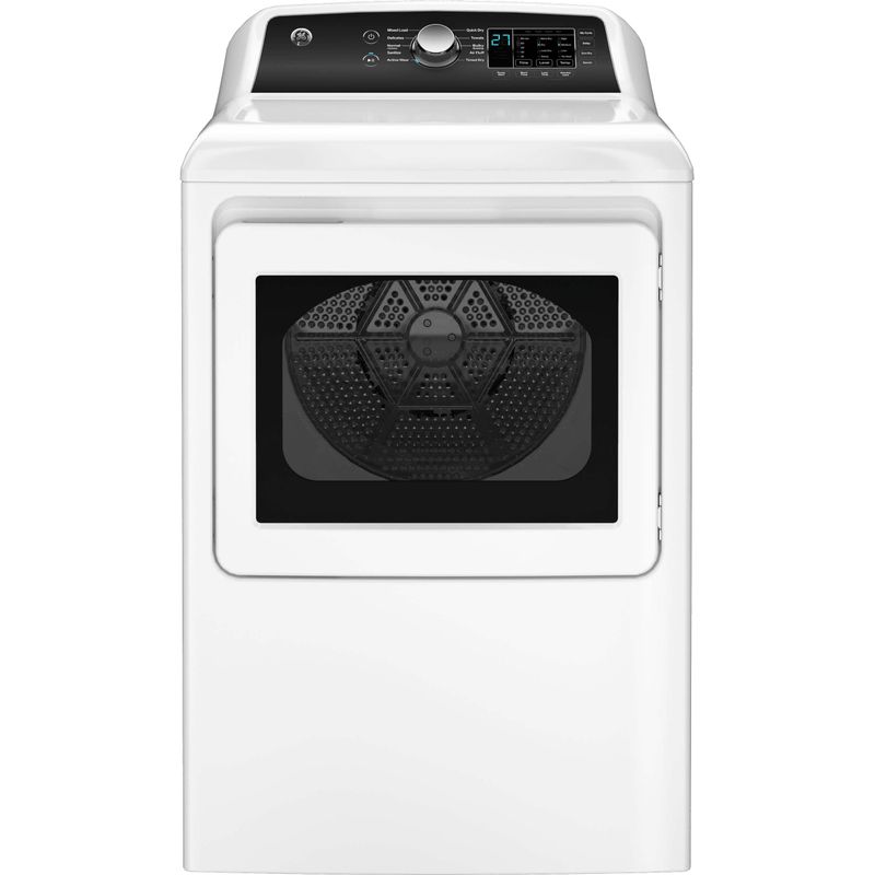 GE - 7.4 Cu. Ft. Front Load Electric Dryer with Sensor Dry - White with Matte Black