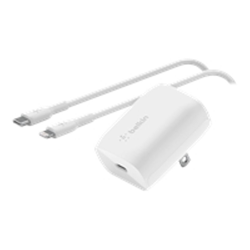 Belkin - BOOSTCHARGE 20W USB-C Power Delivery Wall Charger + USB-C to Lightning Cable - White