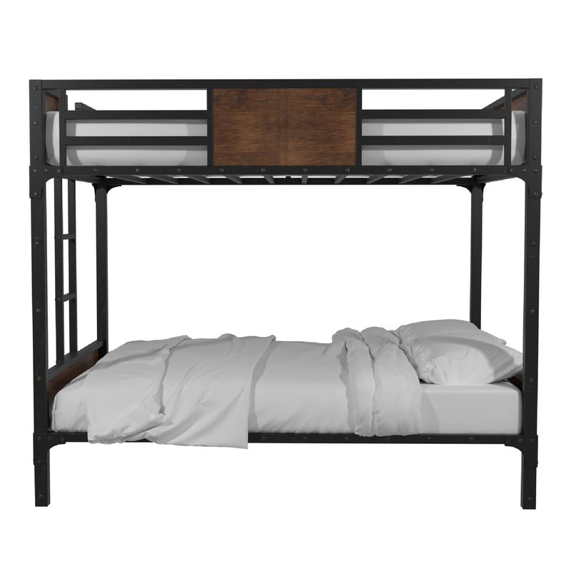 Industrial Metal Full Over Full Bunk Bed in Black