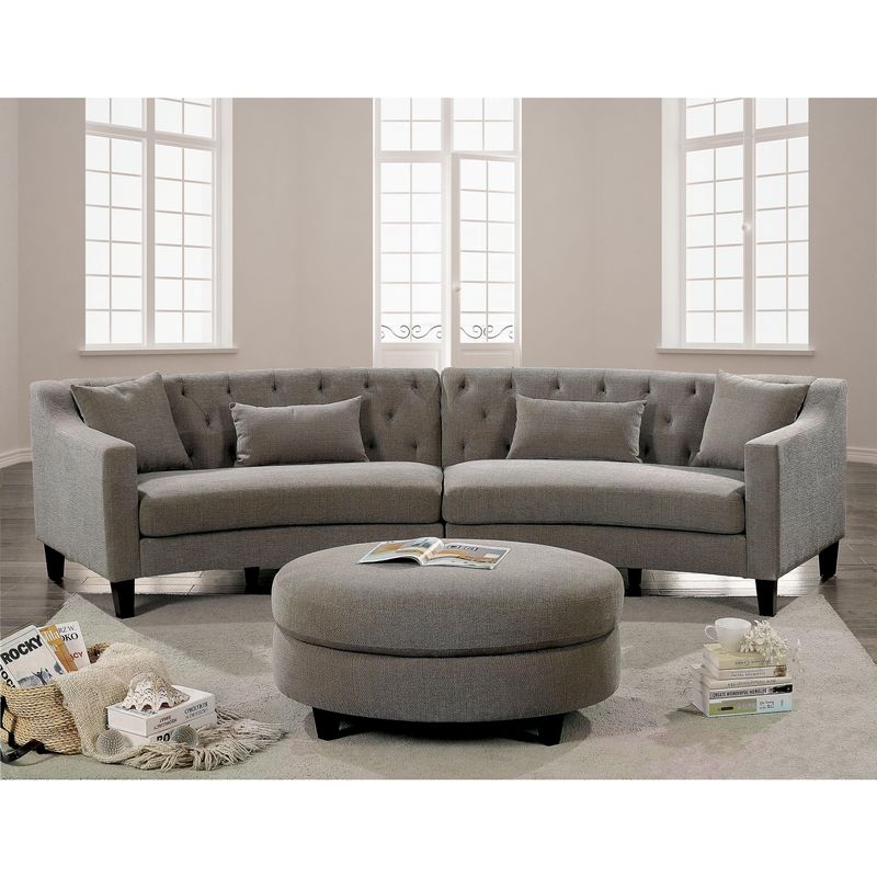 Contemporary Chenille Tufted Sectional in Warm Gray