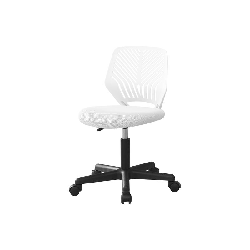 Office Chair/ Adjustable Height/ Swivel/ Ergonomic/ Computer Desk/ Work/ Juvenile/ Metal/ Fabric/ White/ Black/ Contemporary/ Modern