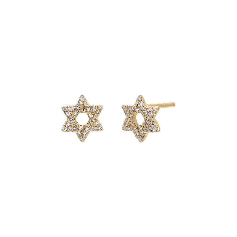 Mini Diamond Pave Star of David Stud Earring 14K
