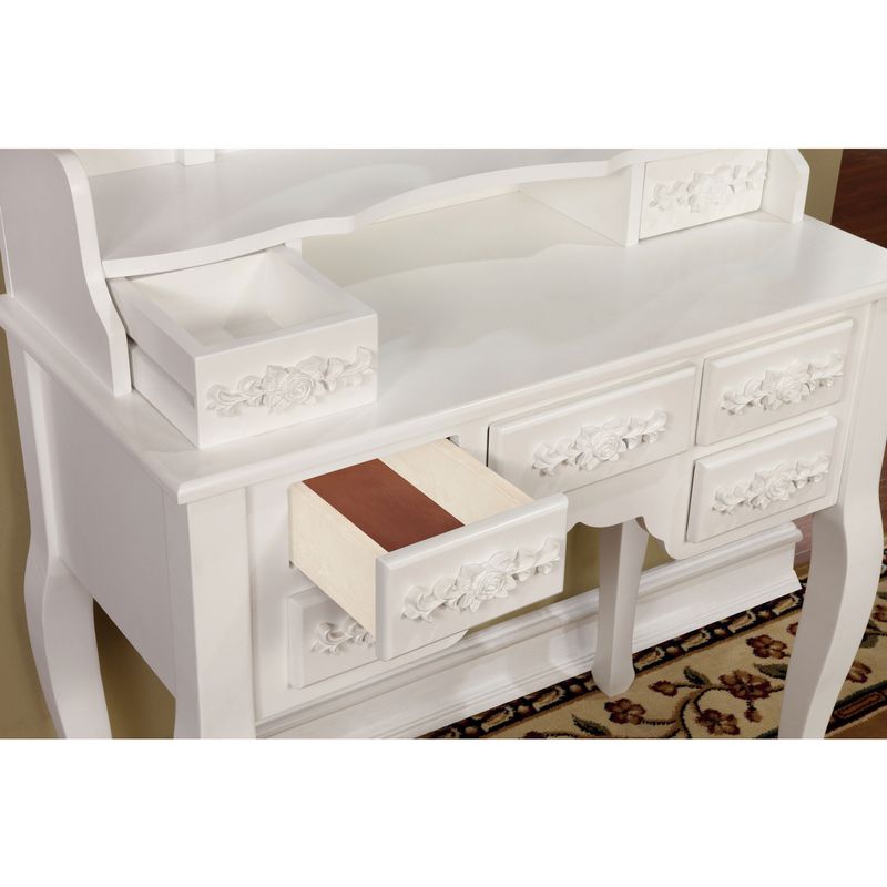 Traditional Wood 3-Piece Bedroom Vanity Set in White