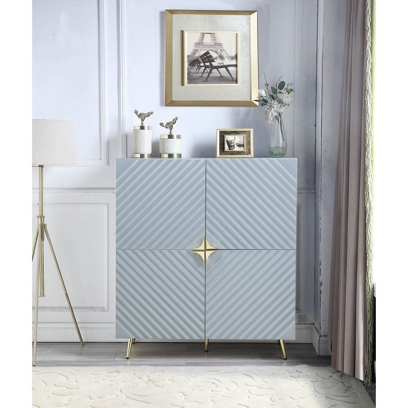 ACME Gaines Accent Cabinet, Gray High Gloss Finish