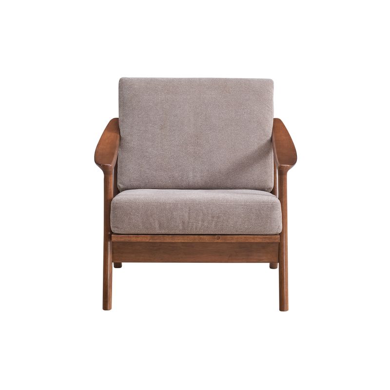 ACME Lide Accent Chair, Light Brown Fabric & Brown Finish