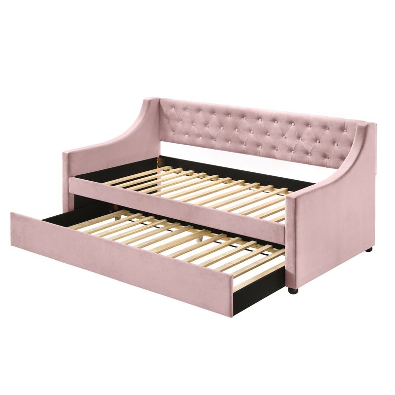 ACME Lianna Daybed w/Trundle (Twin), Pink Velvet