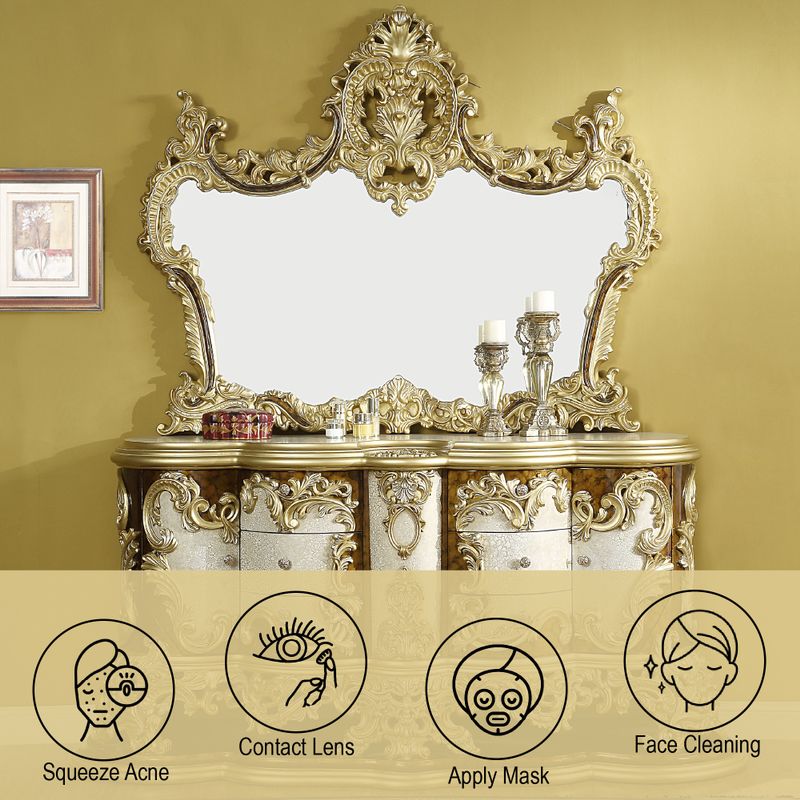 ACME Desiderius Mirror, Antique Gold & Hand Paint Brown