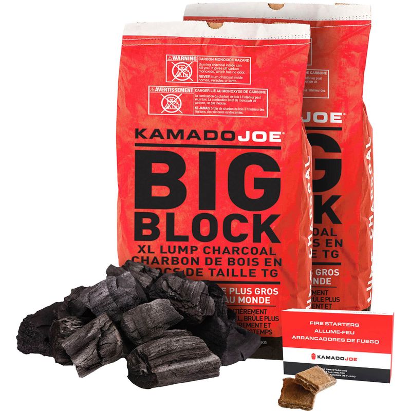 KAMADO JOE - 2 Bags Lump Charcoal+1 box Fire Starter - Black