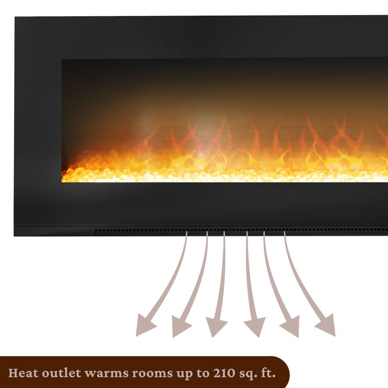 Metropolitan 56-In. Wall-Mount Electric Fireplace in Black with Crystal Rock Display