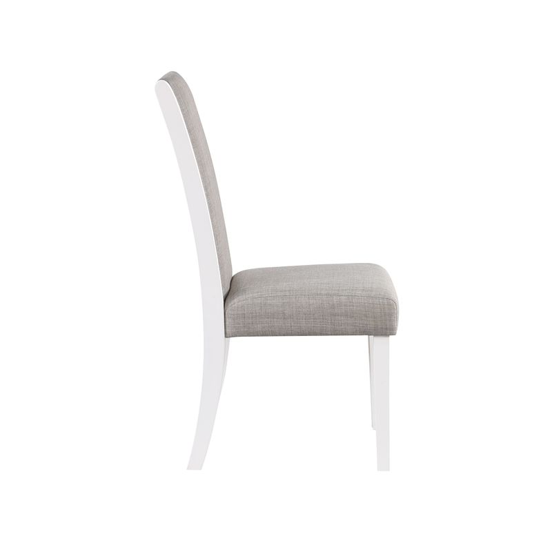 ACME Hollyn Side Chair (Set-2), Gray Linen & White Finish