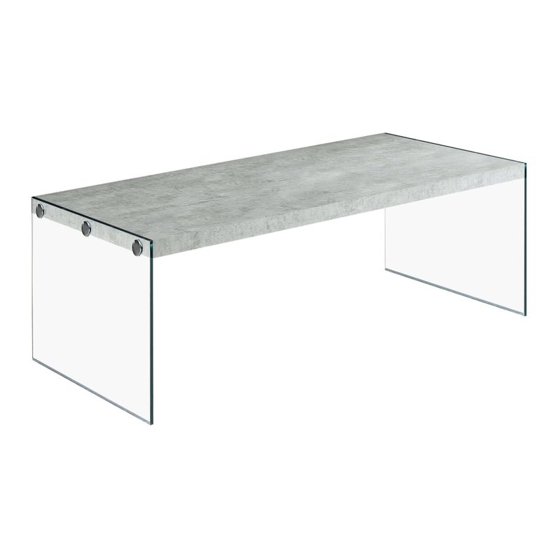 Coffee Table/ Accent/ Cocktail/ Rectangular/ Living Room/ 44"L/ Tempered Glass/ Laminate/ Grey/ Clear/ Contemporary/ Modern