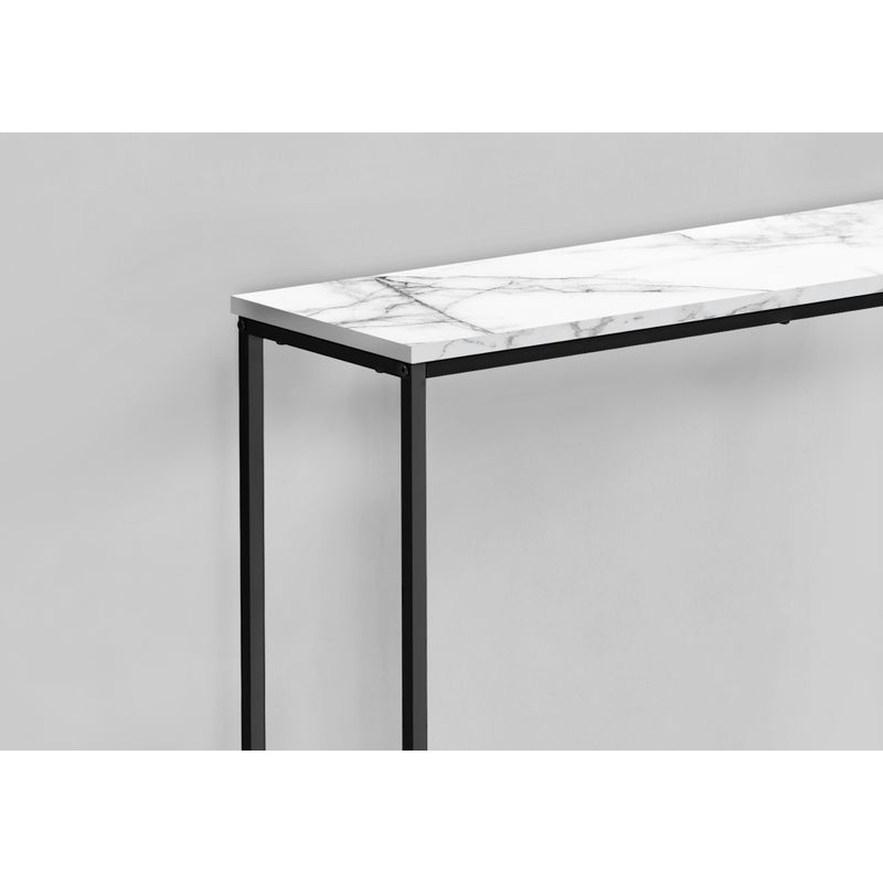 Accent Table/ Console/ Entryway/ Narrow/ Sofa/ Living Room/ Bedroom/ Metal/ Laminate/ White Marble Look/ Black/ Contemporary/ Modern