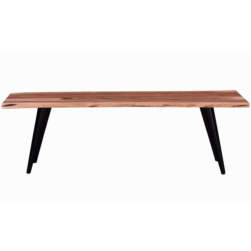 Palmerston Brown/Black Acacia Solid Wood Backless Dining Bench 58 in. W x 18 in. H