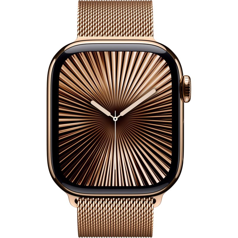 Apple Watch Series 10 (GPS+Cellular) 42mm Titanium Case with Gold Milanese Loop - Gold - (2024)