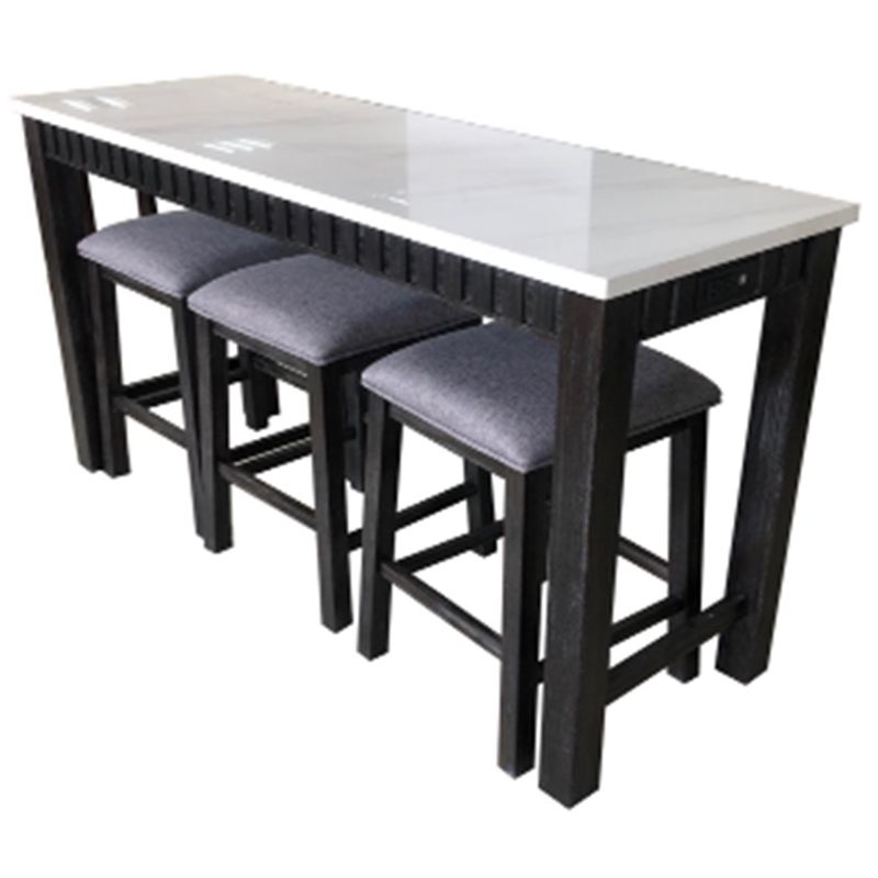ACME Necalli 4Pc Pack Counter Height Table Set, Natural Marble Top & Weathered Espresso