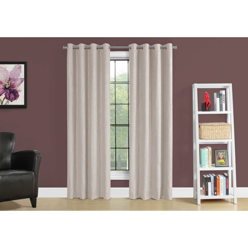 Curtain Panel/ 2pcs Set/ 54"W X 95"L/ Room Darkening/ Grommet/ Living Room/ Bedroom/ Kitchen/ Micro Suede/ Polyester/ Beige/ Contemporary/ M