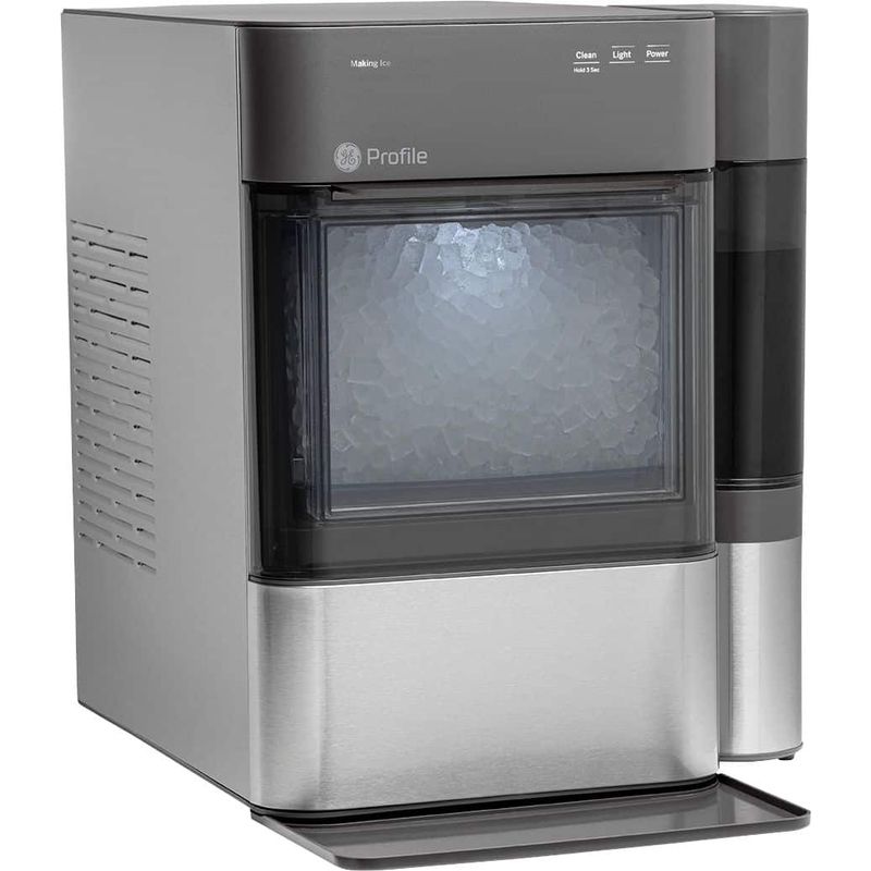 GE Profile - Opal 2.0 38-lb. Portable Ice maker with Nugget Ice Production Side Tank and Built-in WiFi - Stainless Steel