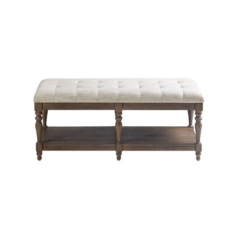 Ivory Highland Tufted Accent Bench with Shelf