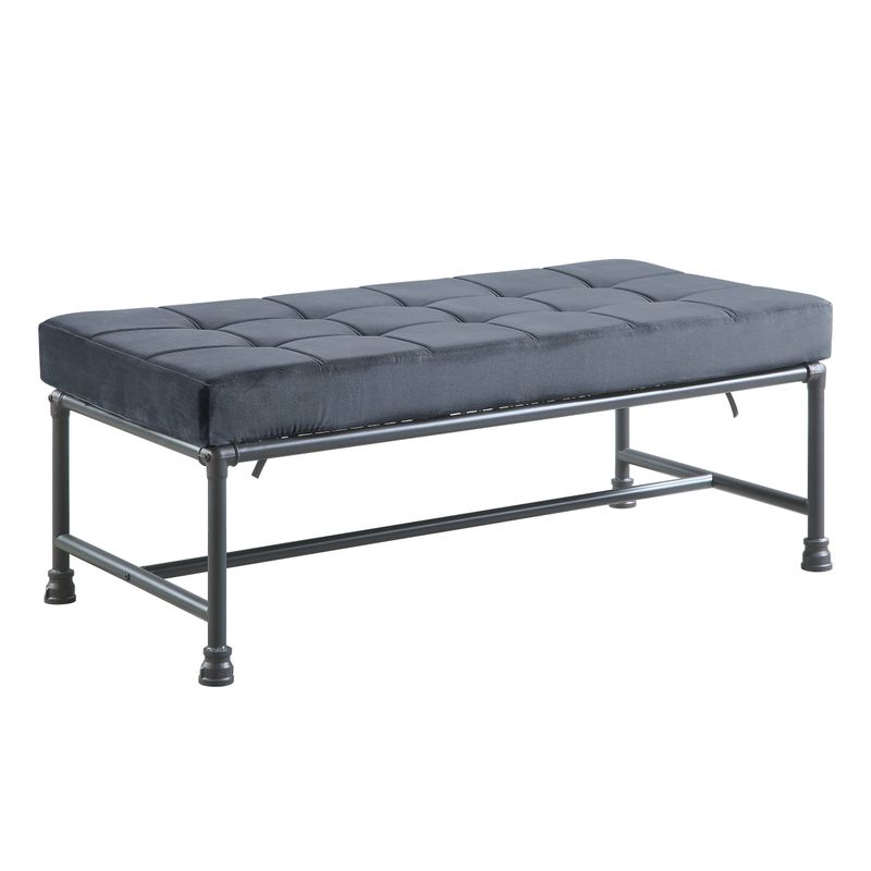 ACME Brantley Bench, Gray Velvet & Sandy Gray Finish