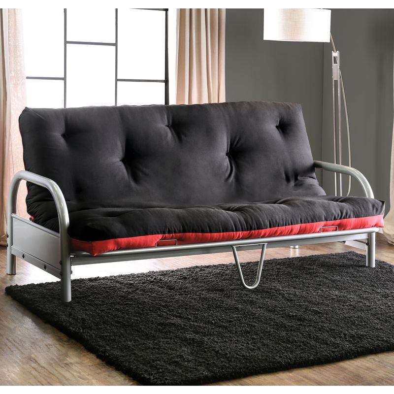 Contemporary Fabric 6-inch Futon Mattress in Black/Red