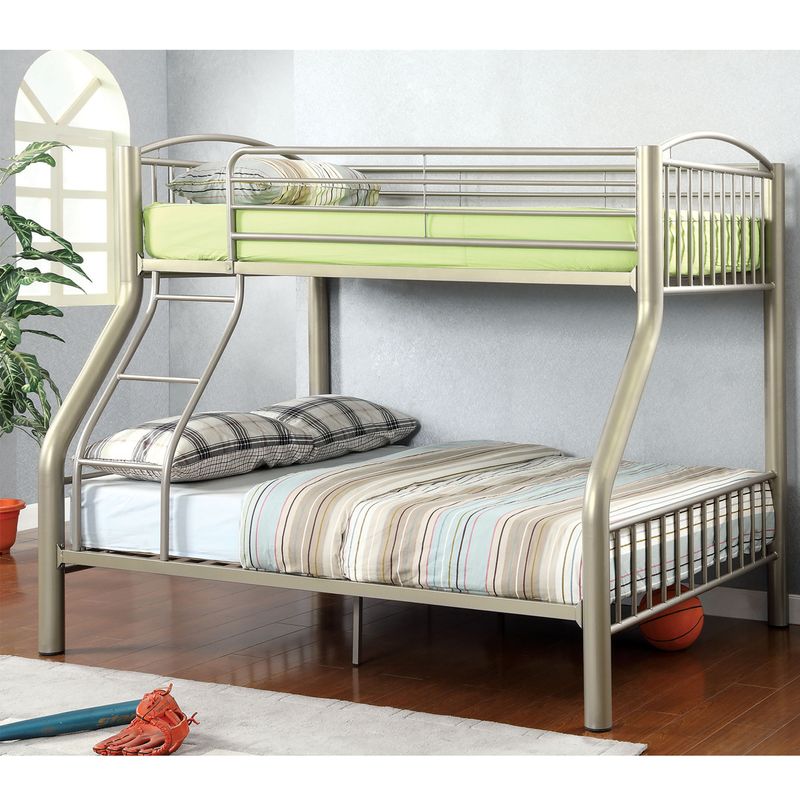 Contemporary Metal Twin over Full Bunk Bed in Metallic Gold