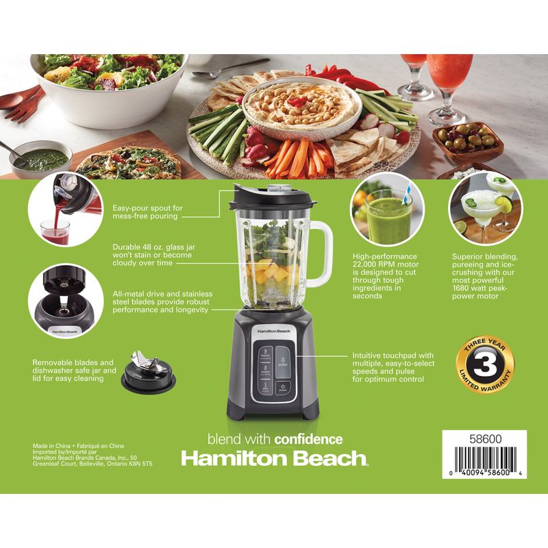 Hamilton Beach - PowerMax Professional Performance Blender Gray