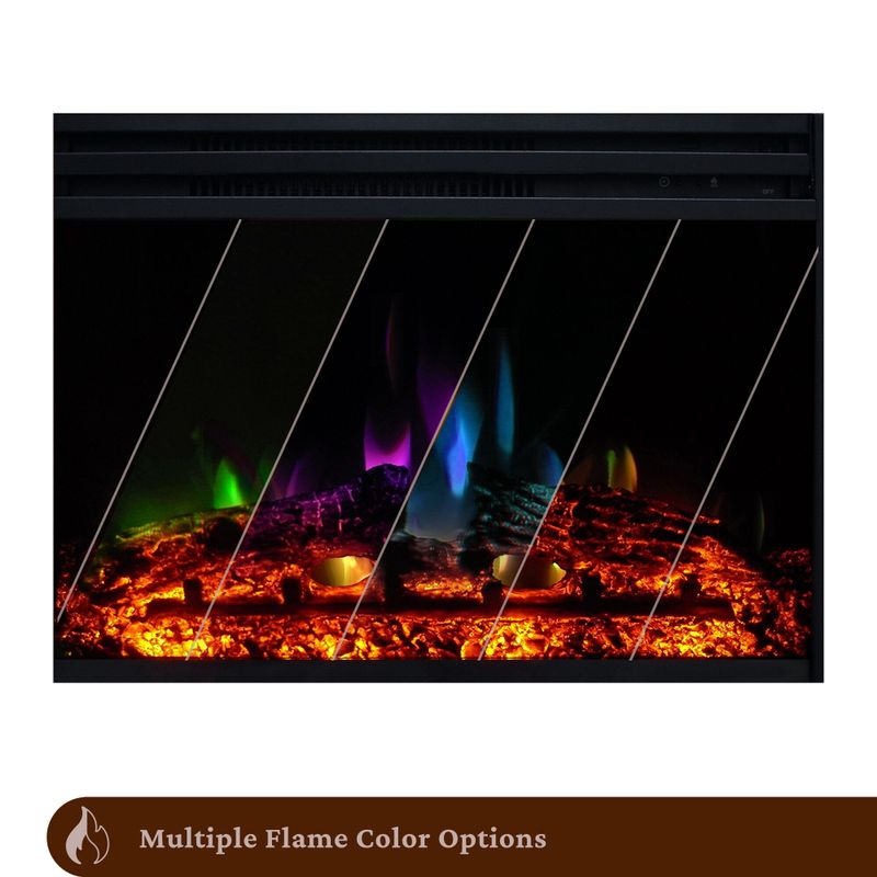 Sienna 34-In. Electric Fireplace Heater with Cherry Mantel, Enhanced Log Display, Multi-Color Flames, and Remote Control