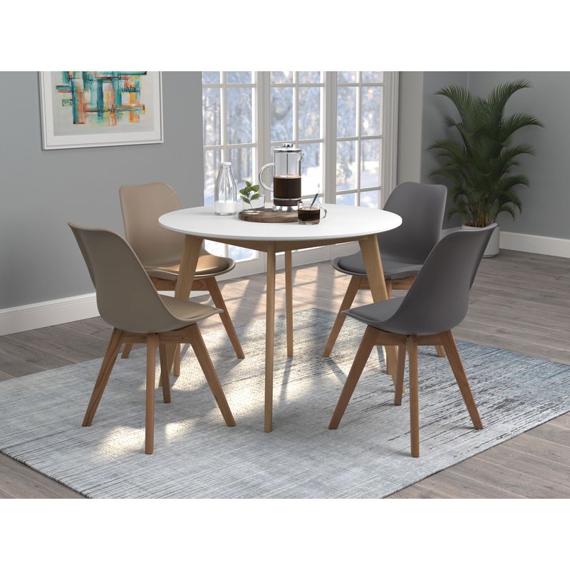 Breckenridge Round Dining Table Matte White and Natural Oak