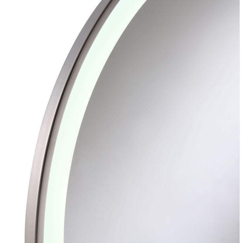 Jocelyn Round Table Top LED Vanity Mirror White Marble Base Chrome Frame