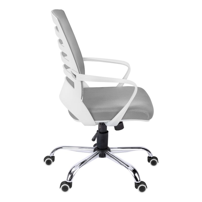 Office Chair/ Adjustable Height/ Swivel/ Ergonomic/ Armrests/ Computer Desk/ Work/ Metal/ Mesh/ White/ Chrome/ Contemporary/ Modern