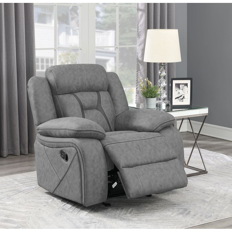 Higgins Overstuffed Upholstered Glider Recliner Grey