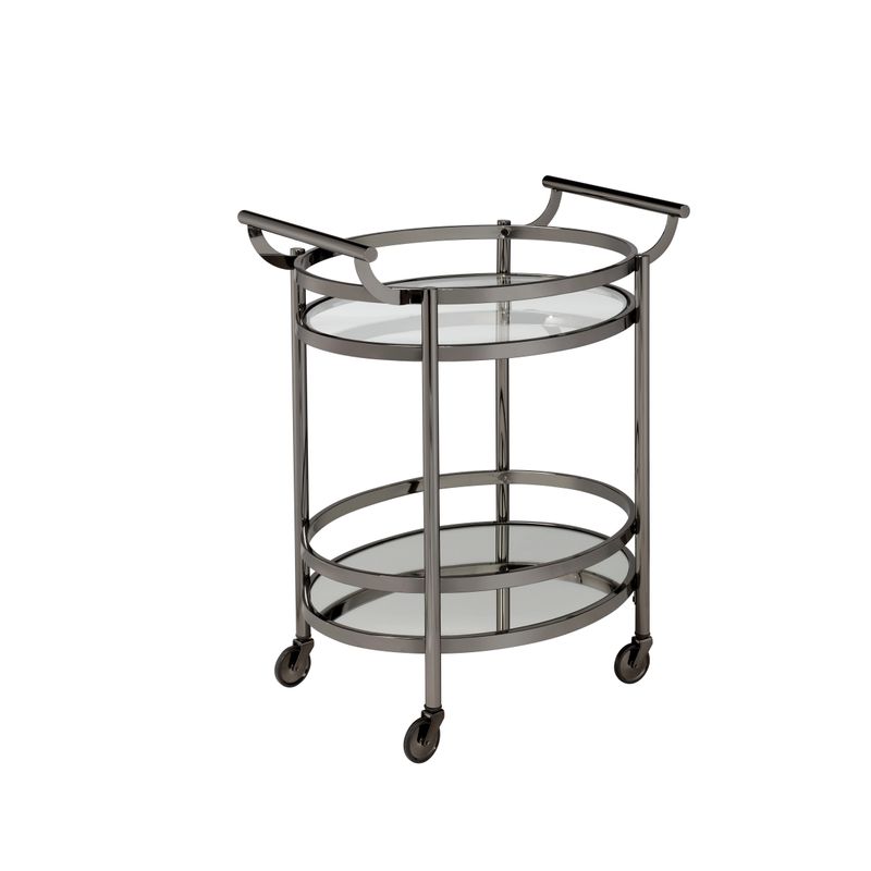 ACME Lakelyn Serving Cart, Black Nickel & Clear Glass
