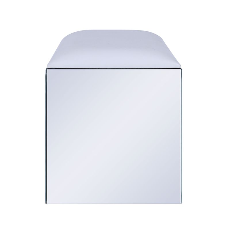 ACME Noralie Vanity Stool, Synthetic Leather, Mirrored & Faux Diamonds