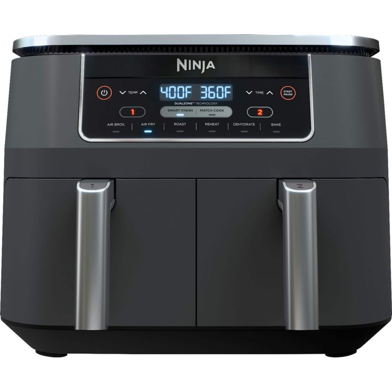 Ninja - Foodi 6-in-1 8-qt. 2-Basket Air Fryer with DualZone Technology & Air Fry, Roast, Broil, Bake, Reheat & Dehydrate - Dark Gray