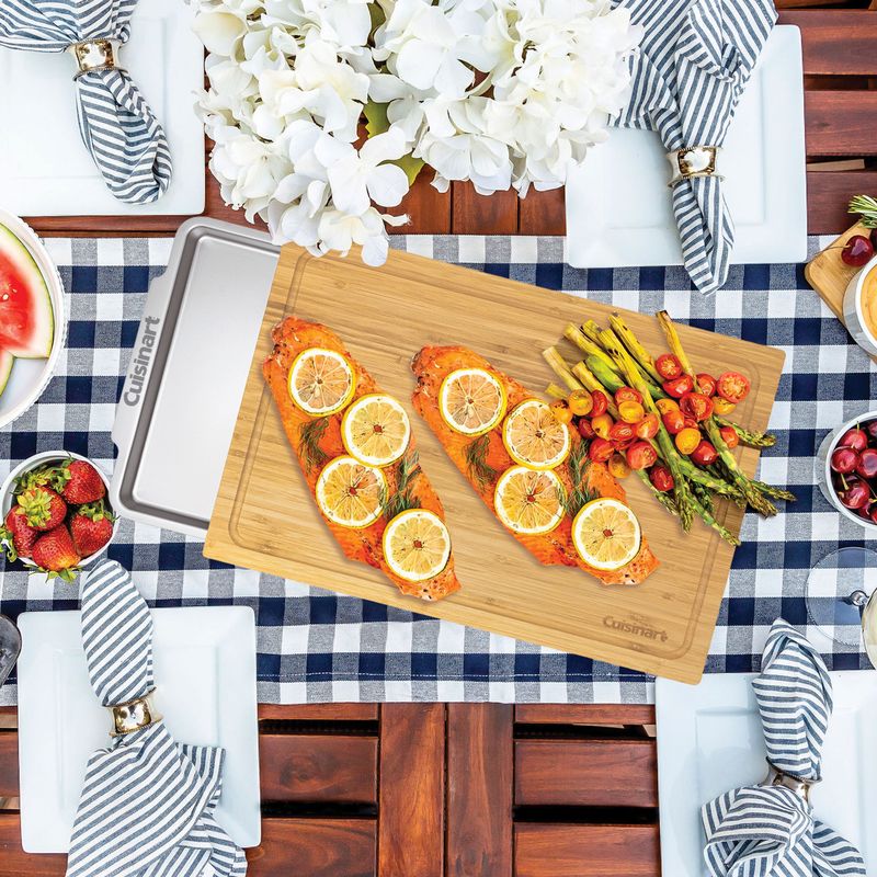 Cuisinart - Bamboo Cutting Board w/ Stainless Steel Tray