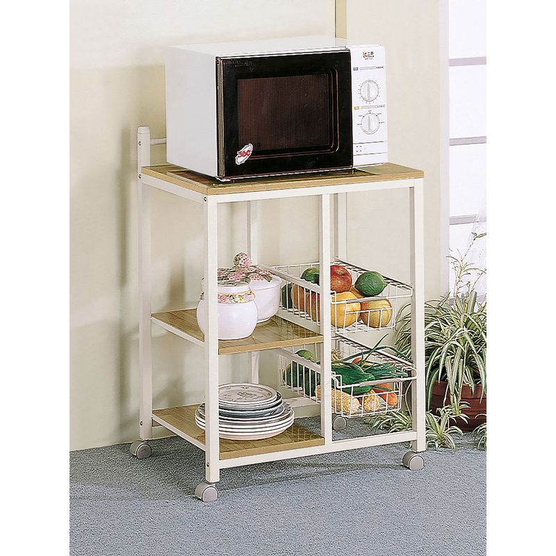 Kelvin 2-shelf Kitchen Cart Natural Brown and White