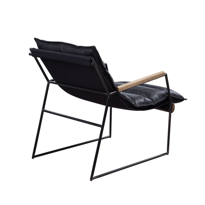 ACME Luberzo Accent Chair, Distress Espresso Top Grain Leather & Matt Iron Finish