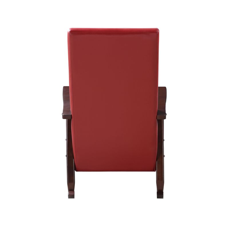 ACME Raina Rocking Chair, Red Synthetic Leather & Espresso Finish