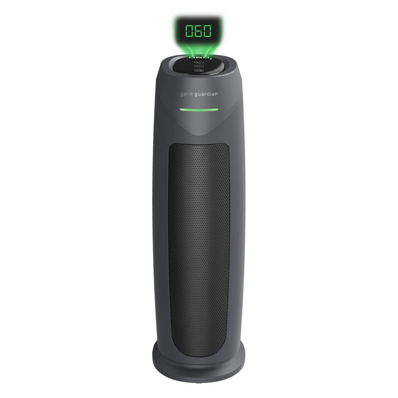 GermGuardian - 743 Sq. Ft. Tower Air Purifier with HEPA Filter, Intellisense Air Quality Monitor, UV-C, AC4880G - Graphite